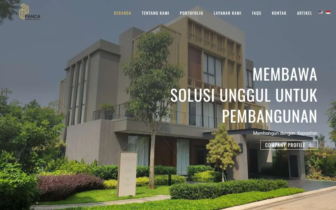 Tampilan website resmi Panca Ekawira Sanjaya (pancaekawirasanjaya.co.id)
