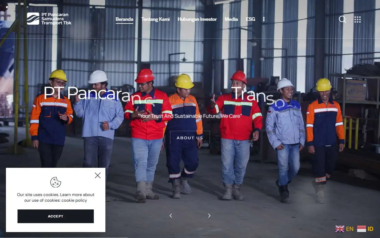 Tampilan website resmi Pancaran Samudera Transport (pancaran-samudera.co.id)