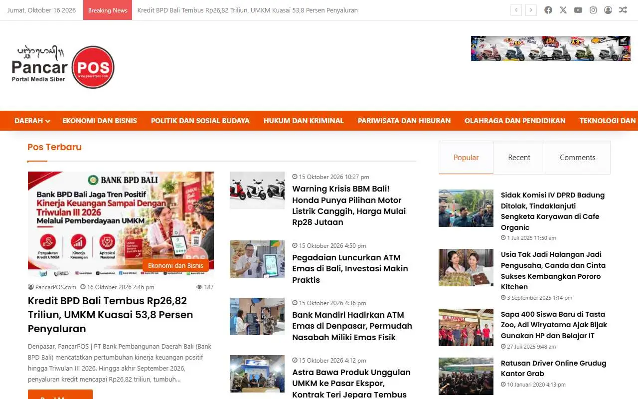 Tampilan website resmi Pancar POS (pancarpos.com)
