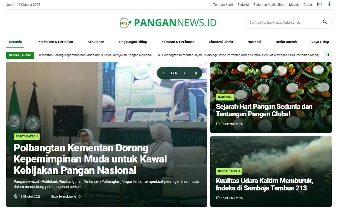 Tampilan website resmi Pangannews (pangannews.id)