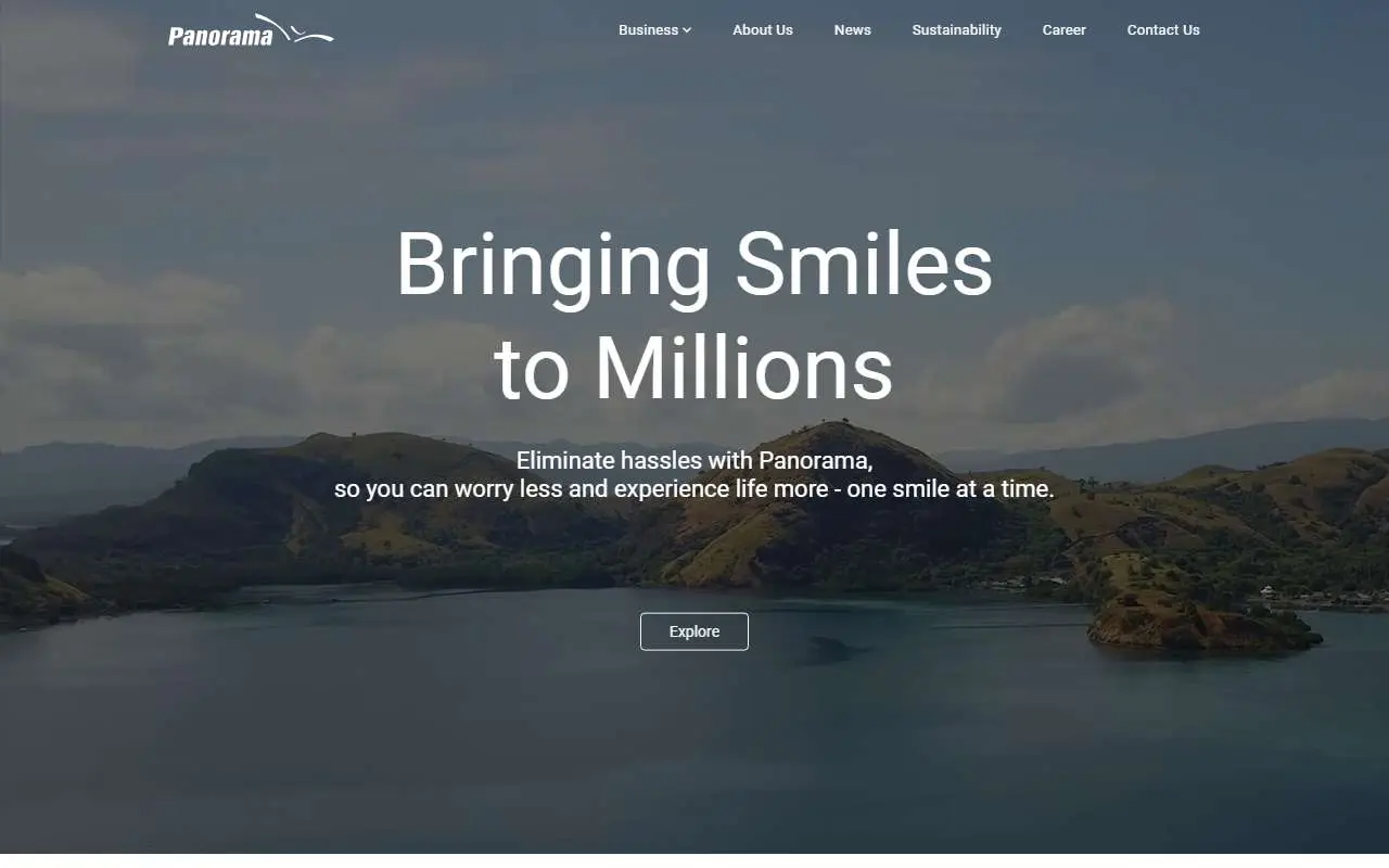 Tampilan website resmi Panorama Sentrawisata (panorama-group.com)