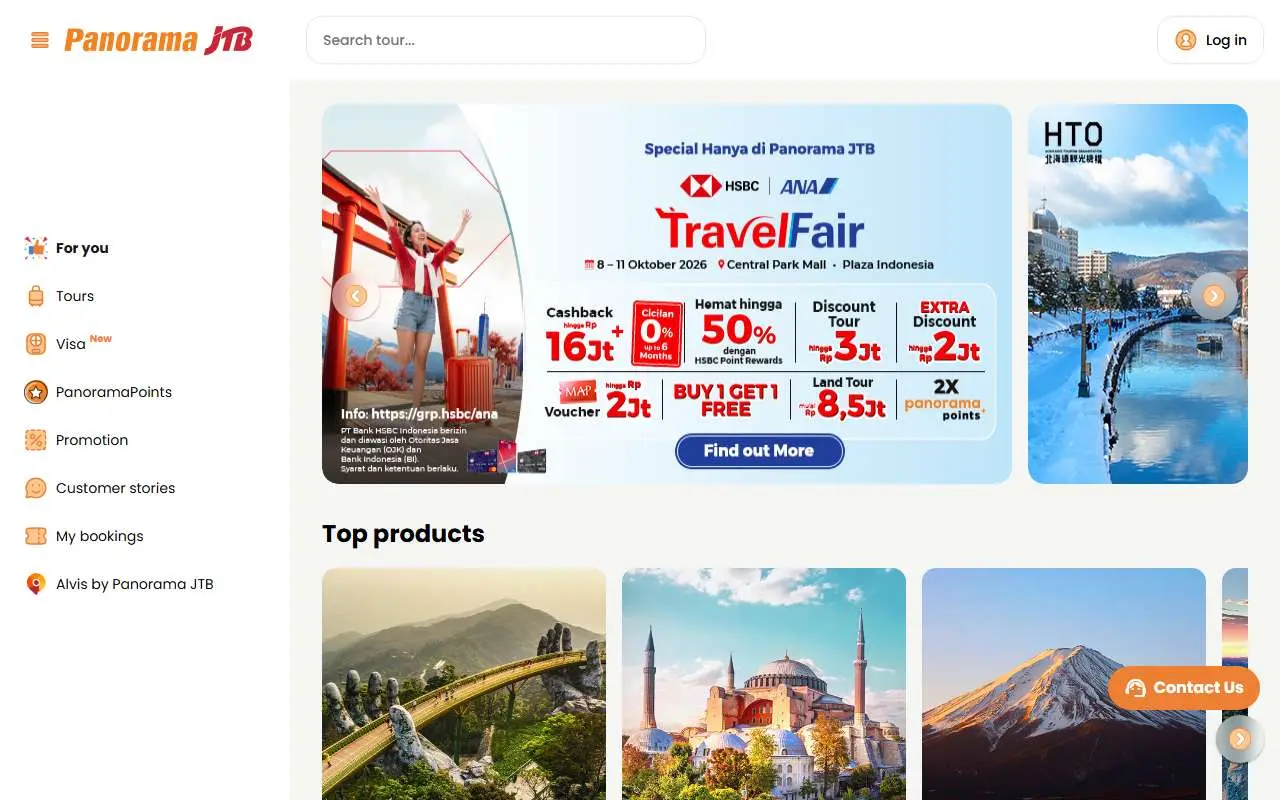 Tampilan website resmi Panorama Tours (panorama-jtb.com)