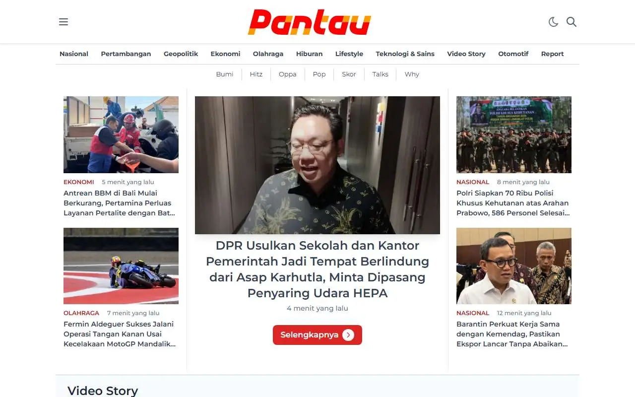 Tampilan website resmi Pantau (pantau.com)