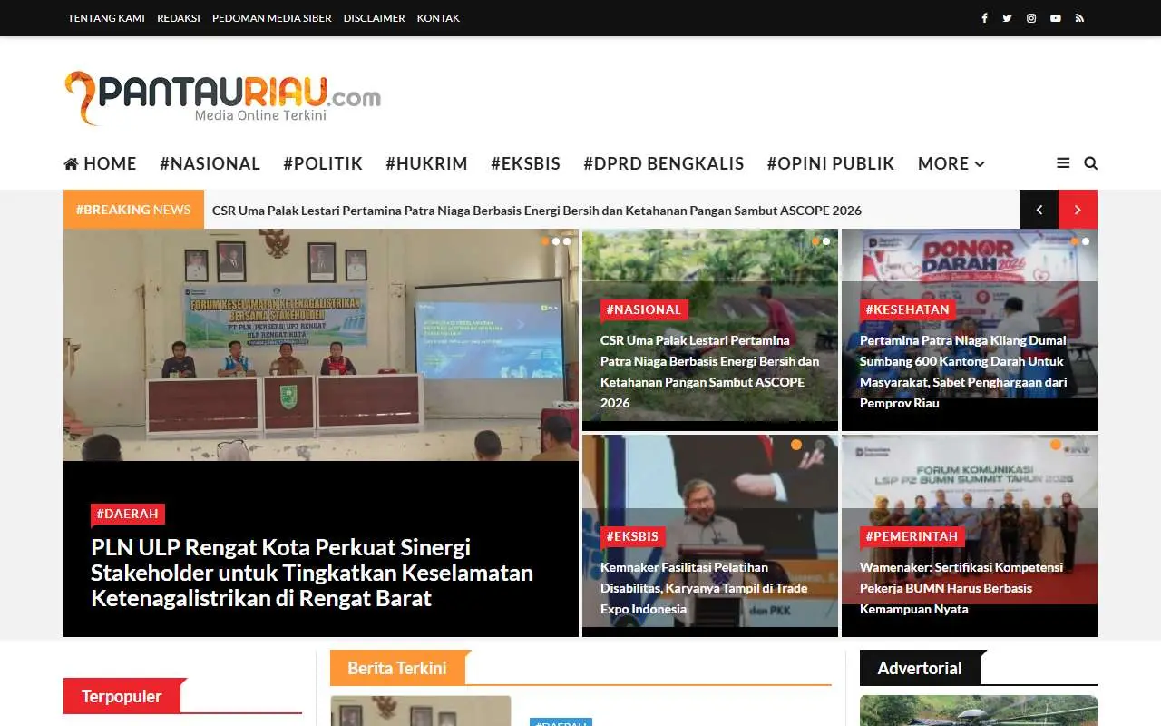 Tampilan website resmi Pantau Riau (pantauriau.com)