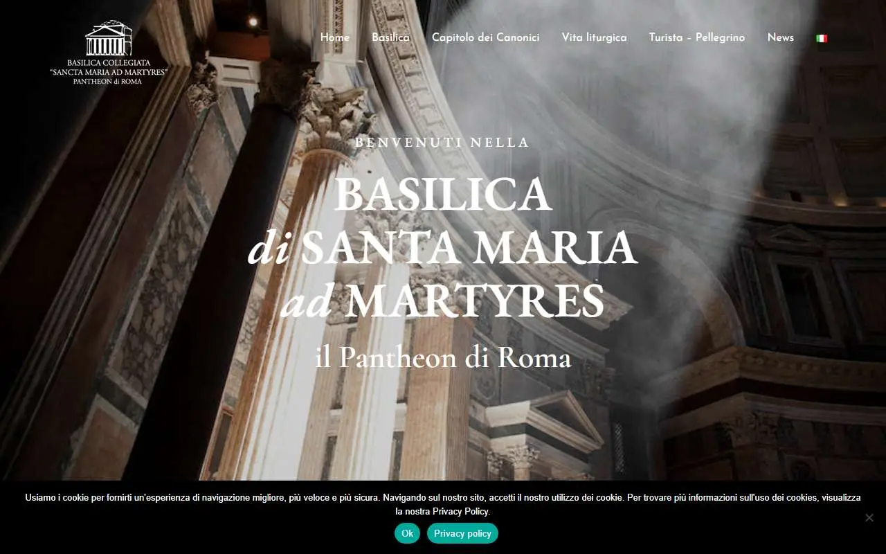 Tampilan website resmi Pantheon, Roma (pantheonroma.org)