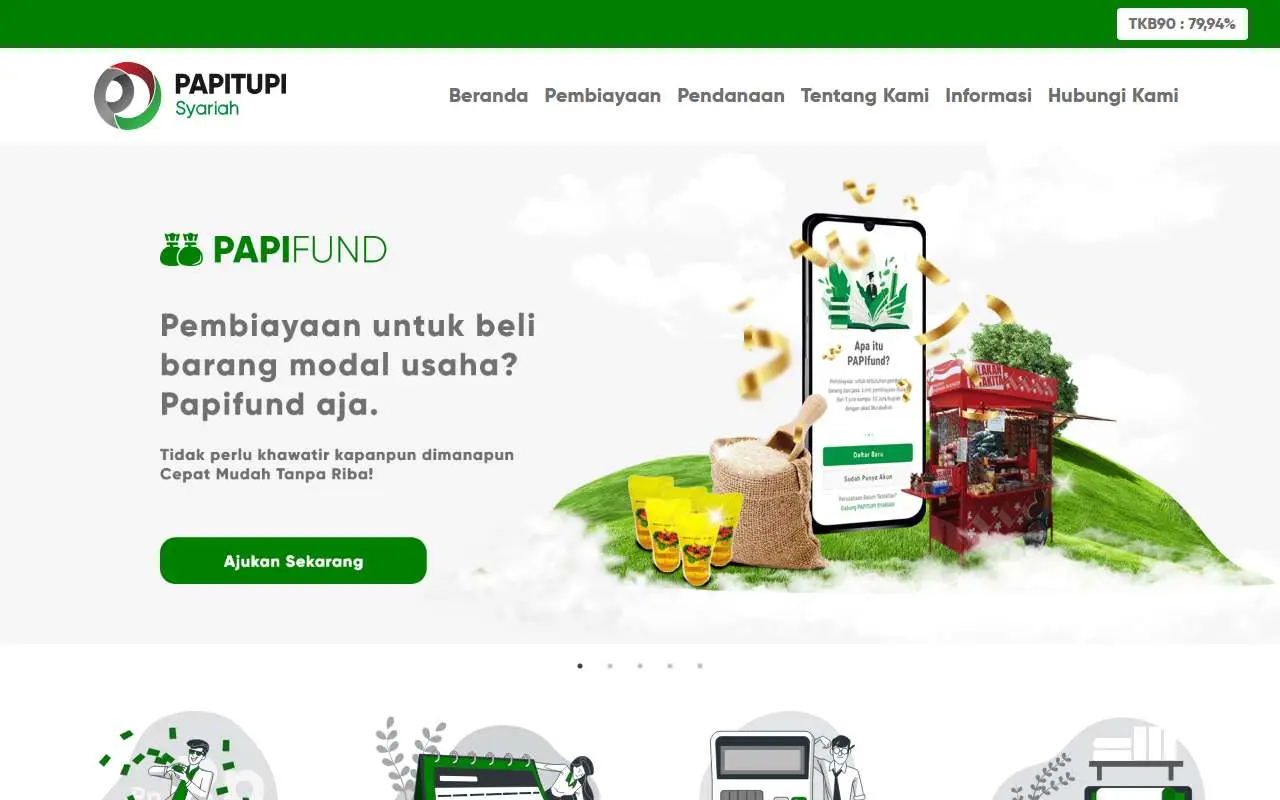 Tampilan website resmi Papitupi Syariah (papitupisyariah.com)