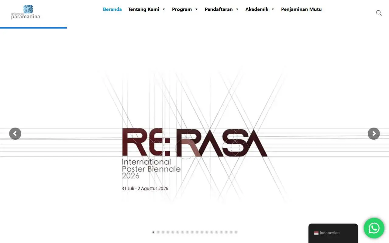 Tampilan website resmi Universitas Paramadina (paramadina.ac.id)