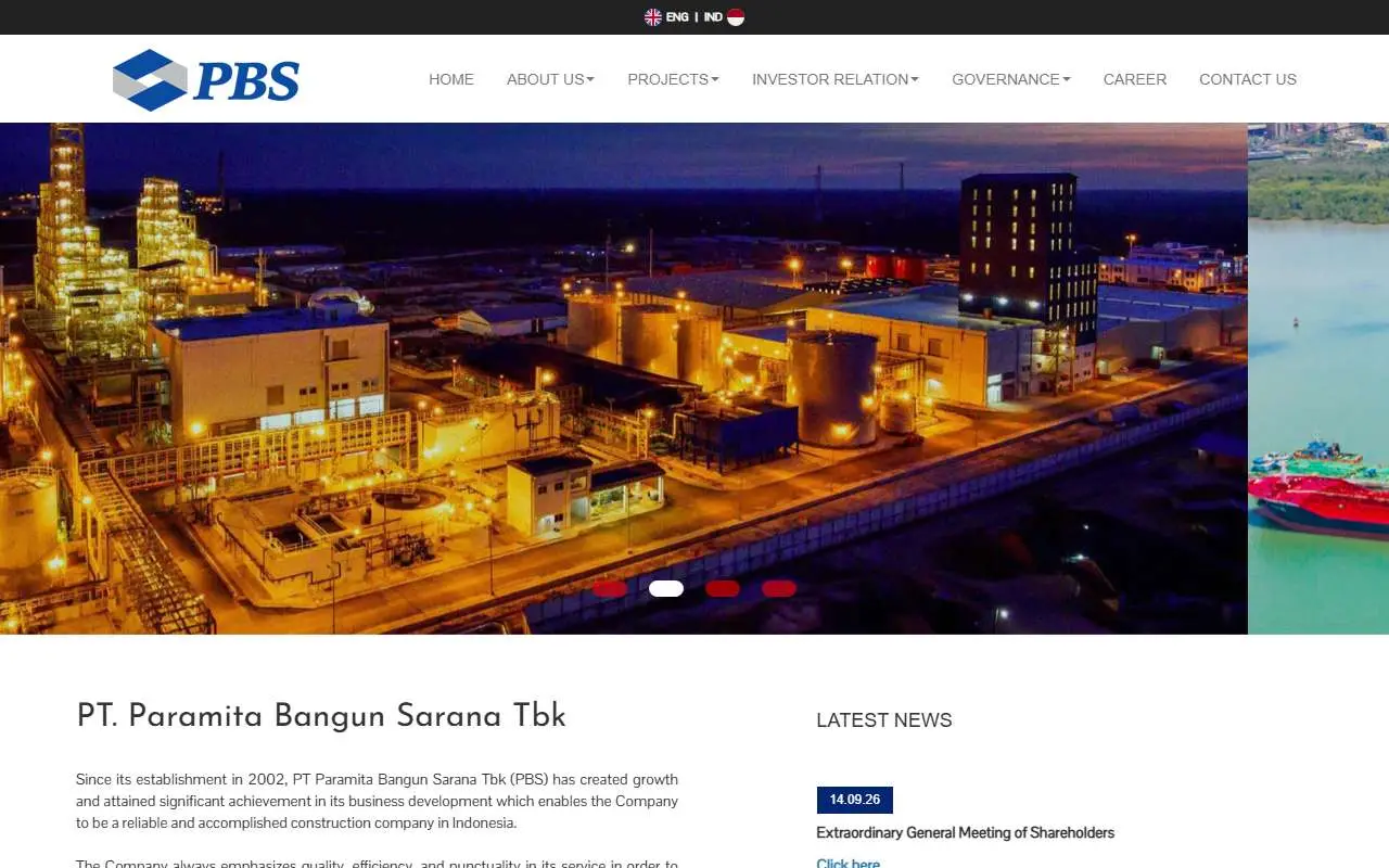 Tampilan website resmi Paramita Bangun Sarana (paramita.co.id)