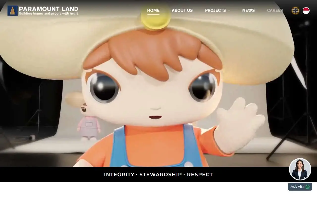 Tampilan website resmi Paramount Land (paramount-land.com)