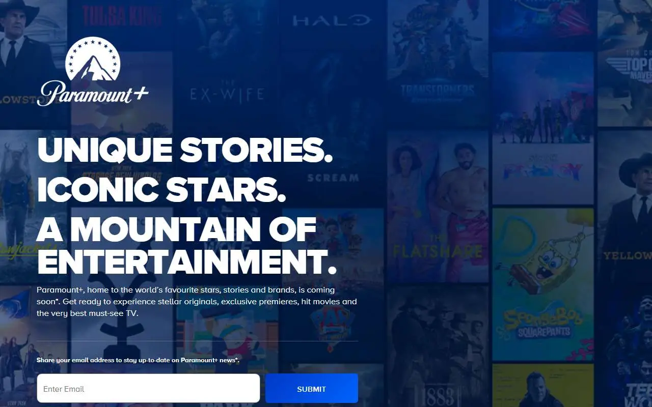 Tampilan website resmi Paramount+ (paramountplus.com)