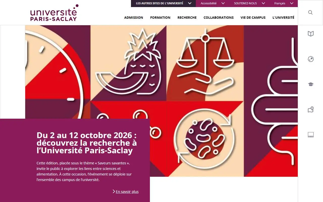 Tampilan website resmi Universitas Paris-Saclay (universite-paris-saclay.fr)