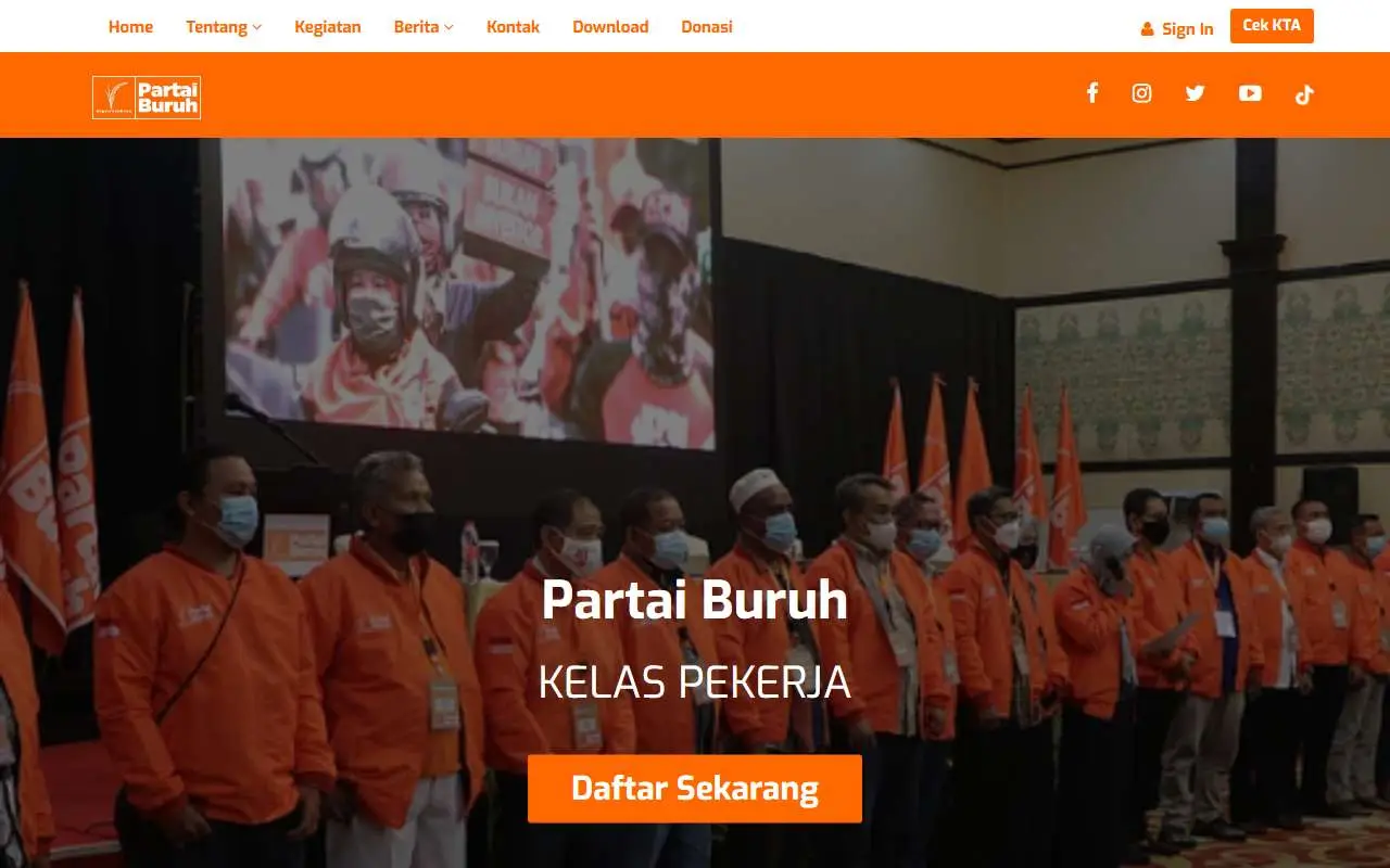 Tampilan website resmi Partai Buruh (partaiburuh.or.id)