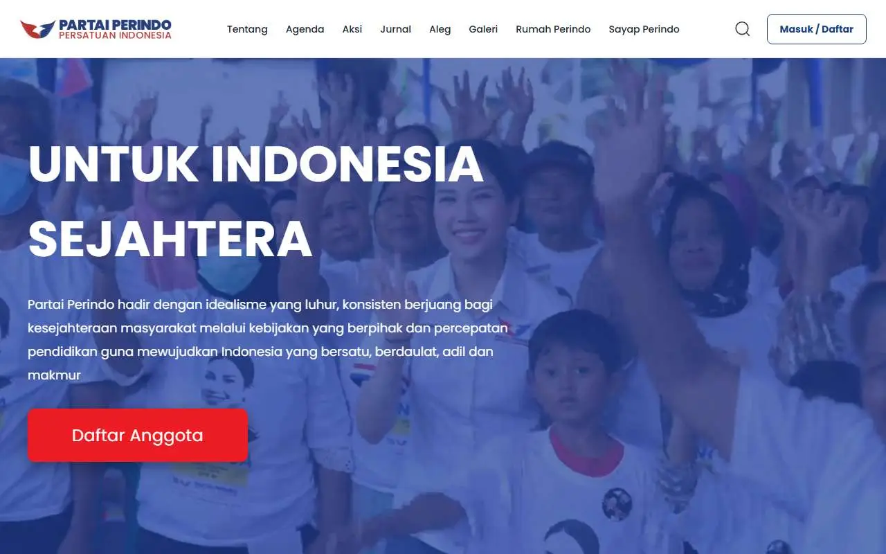 Tampilan website resmi Partai Perindo (partaiperindo.com)