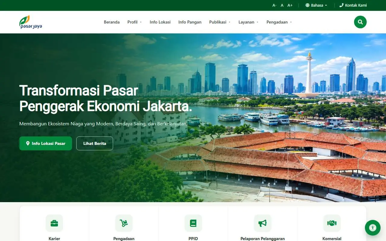 Tampilan website resmi Pasar Jaya (pasarjaya.co.id)