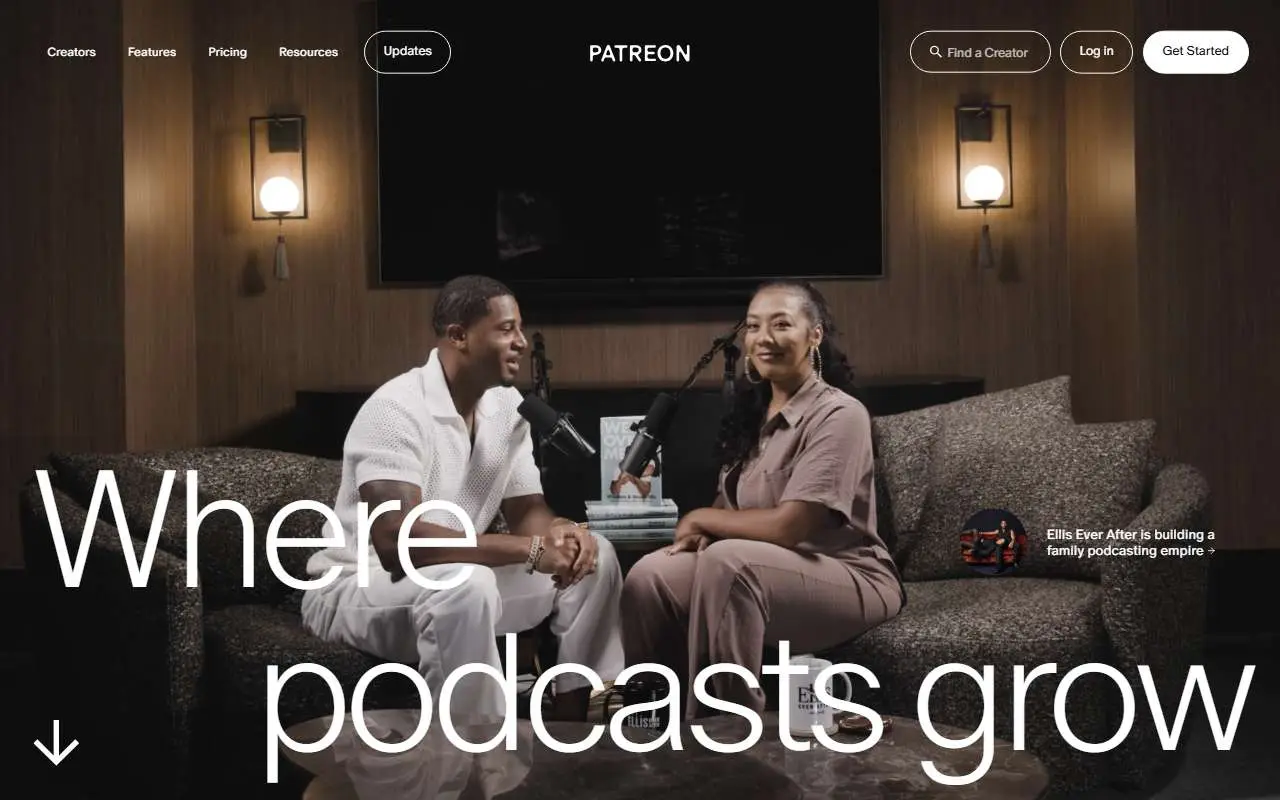 Tampilan website resmi Patreon (patreon.com)