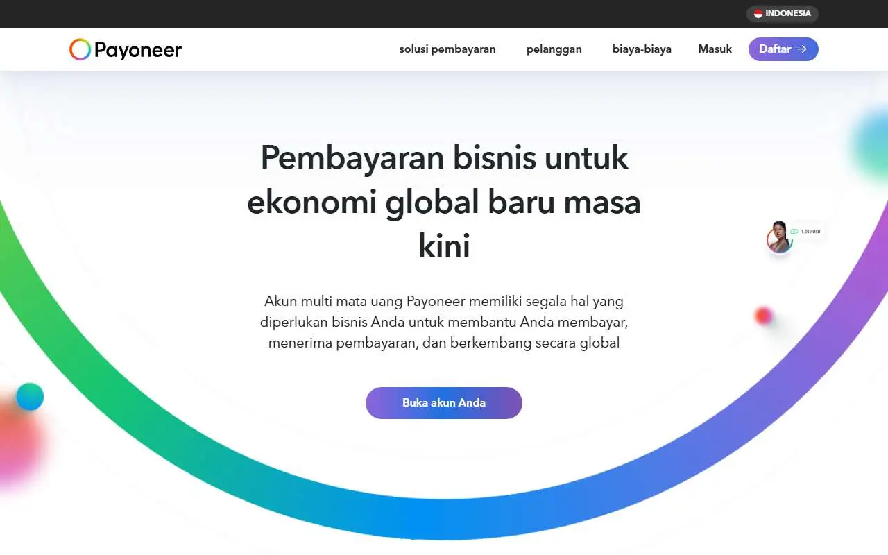 Tampilan website resmi Payoneer (payoneer.com)