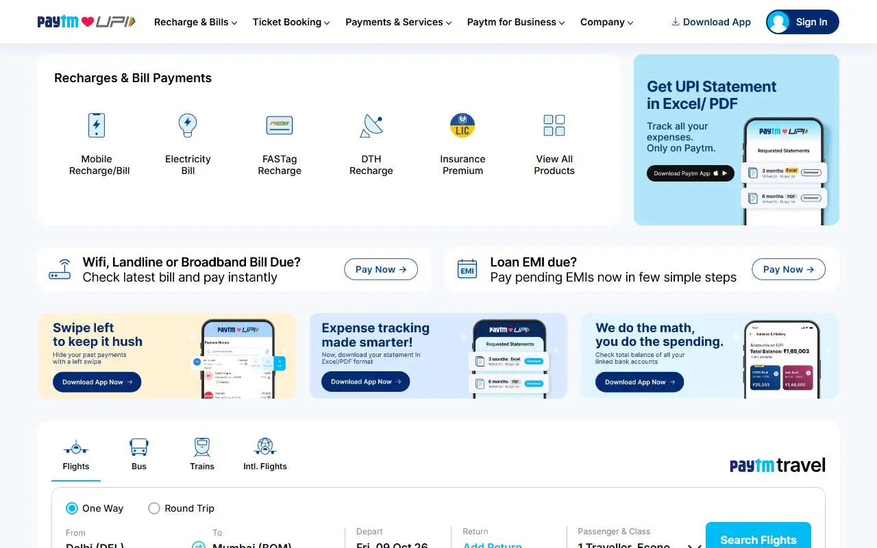 Tampilan website resmi Paytm (paytm.com)