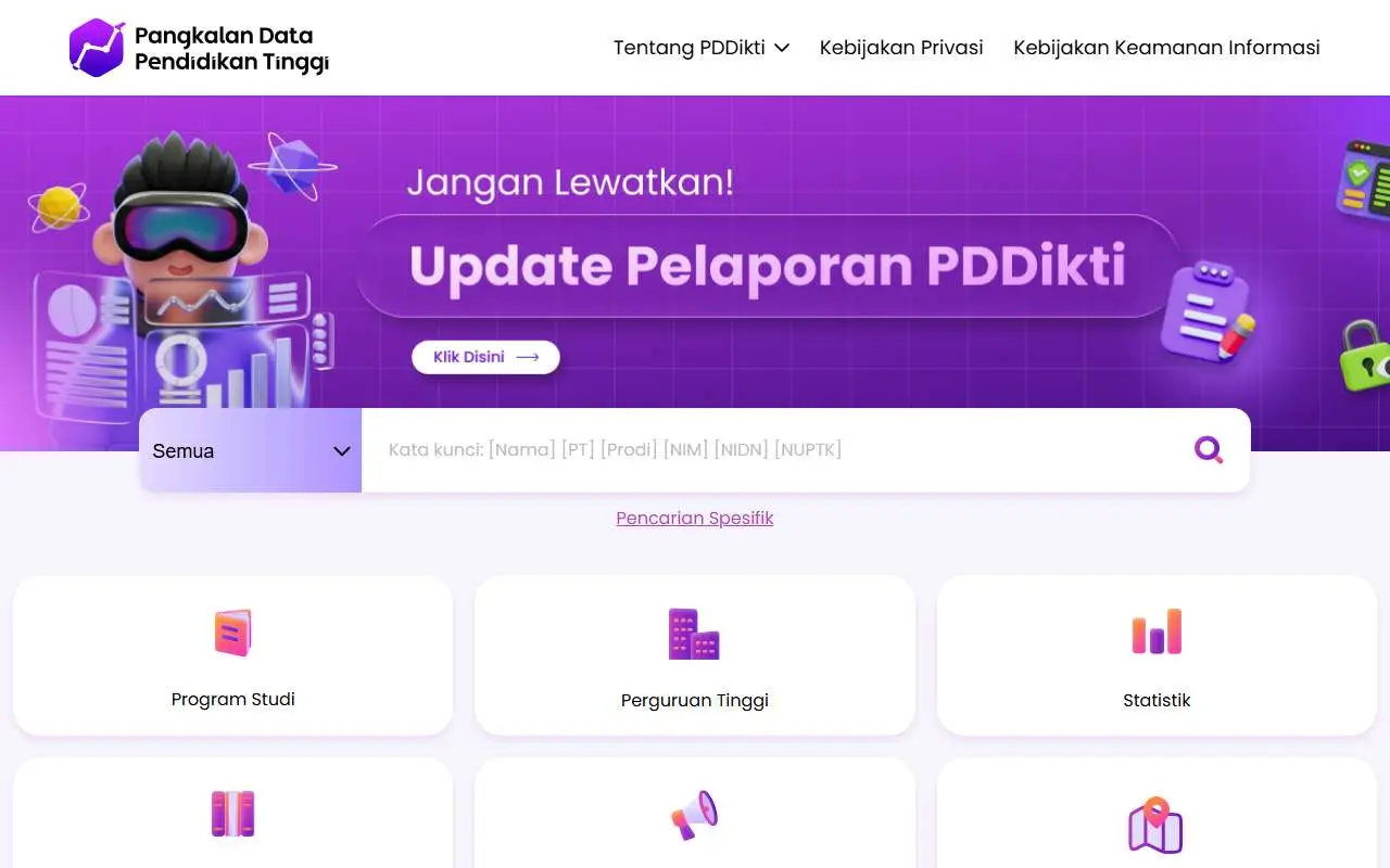 Tampilan website resmi PDDikti (pddikti.kemdiktisaintek.go.id)