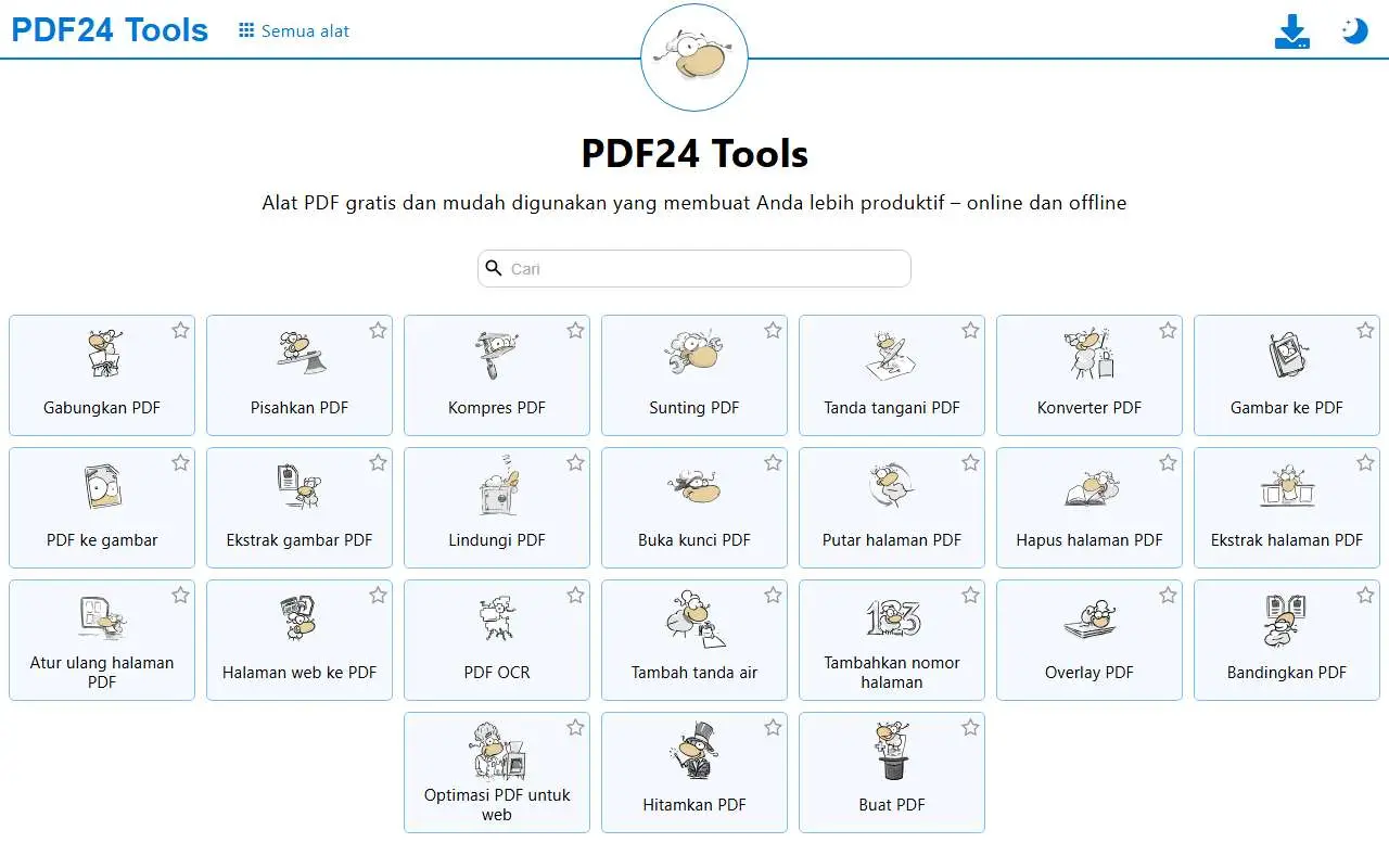 Tampilan website resmi PDF24 Tools (tools.pdf24.org)