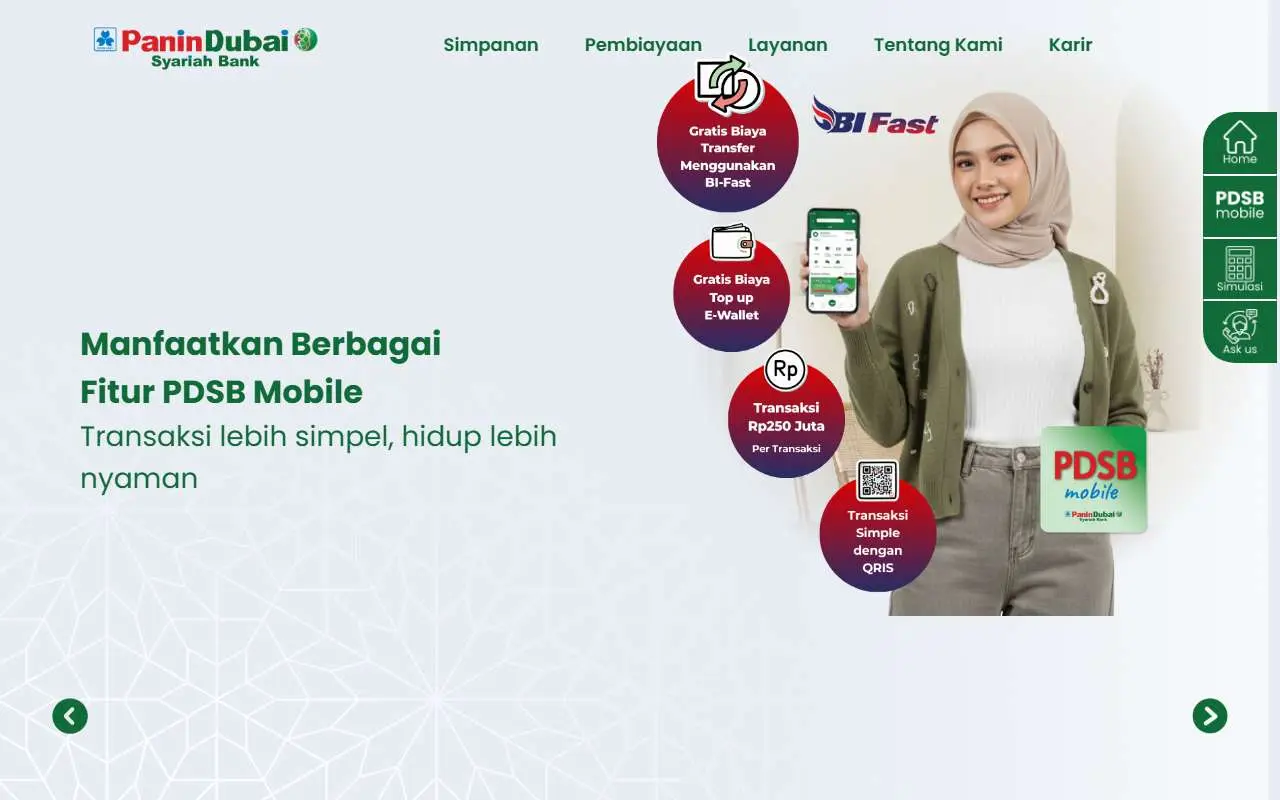 Tampilan website resmi Bank Panin Dubai Syariah (pdsb.co.id)