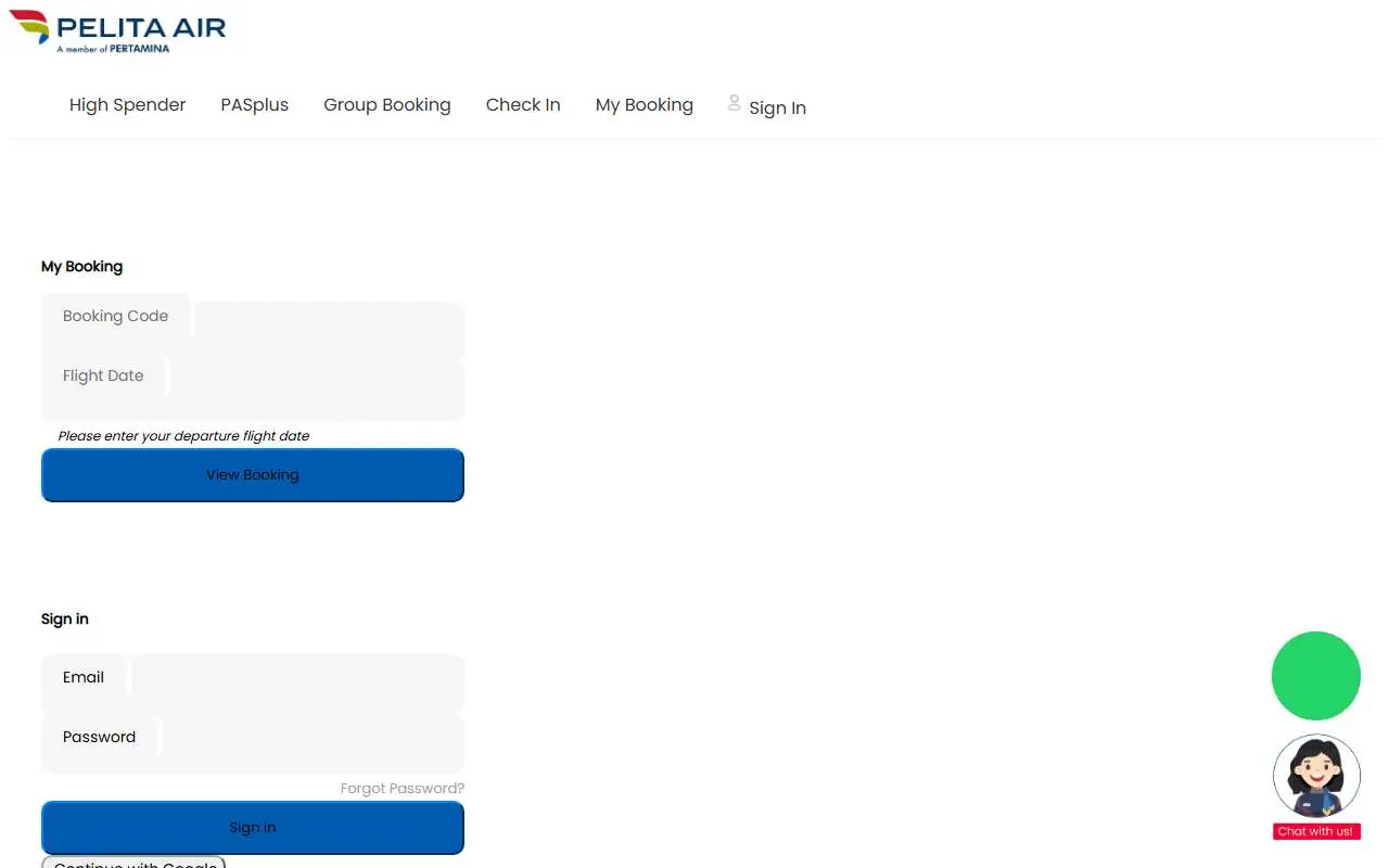 Tampilan website resmi Pelita Air (pelita-air.com)