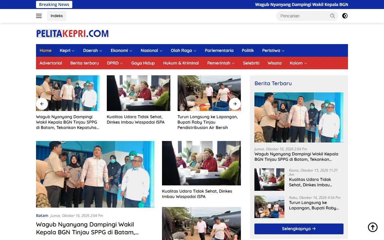 Tampilan website resmi Pelitakepri (pelitakepri.com)