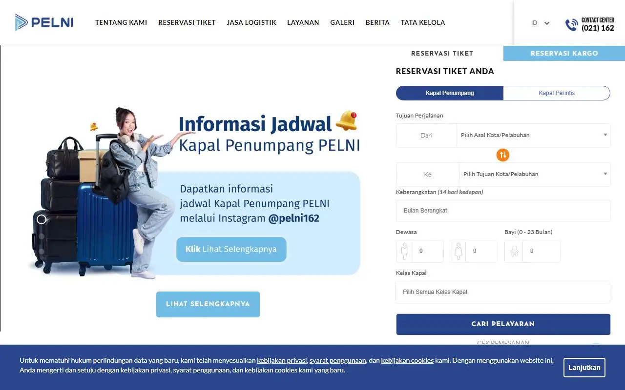 Tampilan website resmi PELNI (pelni.co.id)