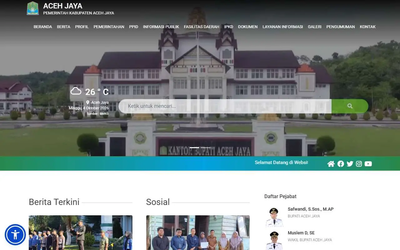 Tampilan website resmi Pemkab Aceh Jaya (acehjayakab.go.id)