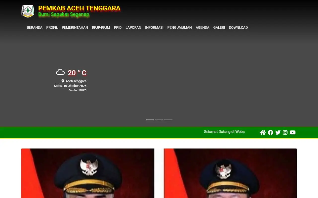 Tampilan website resmi Pemkab Aceh Tenggara (acehtenggarakab.go.id)
