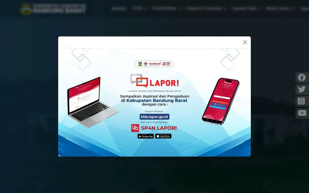 Tampilan website resmi Pemkab Bandung Barat (bandungbaratkab.go.id)