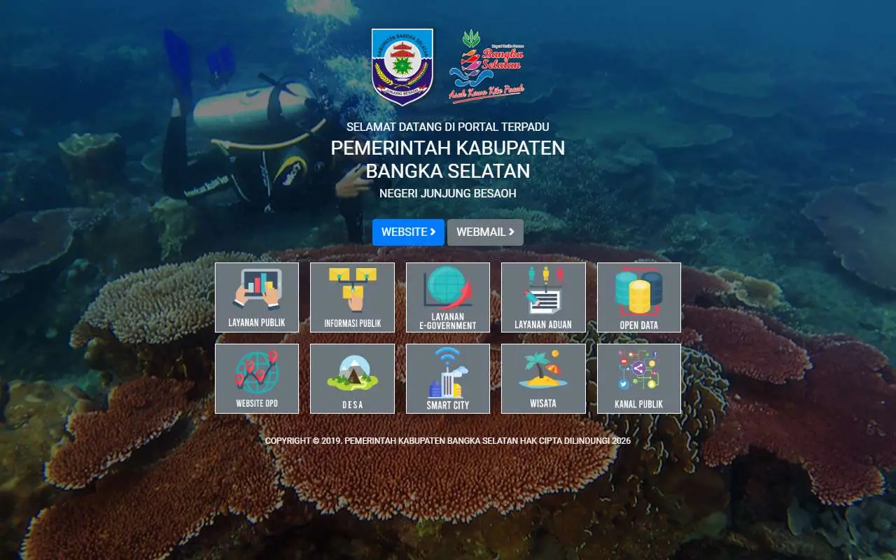 Tampilan website resmi Pemkab Bangka Selatan (bangkaselatankab.go.id)