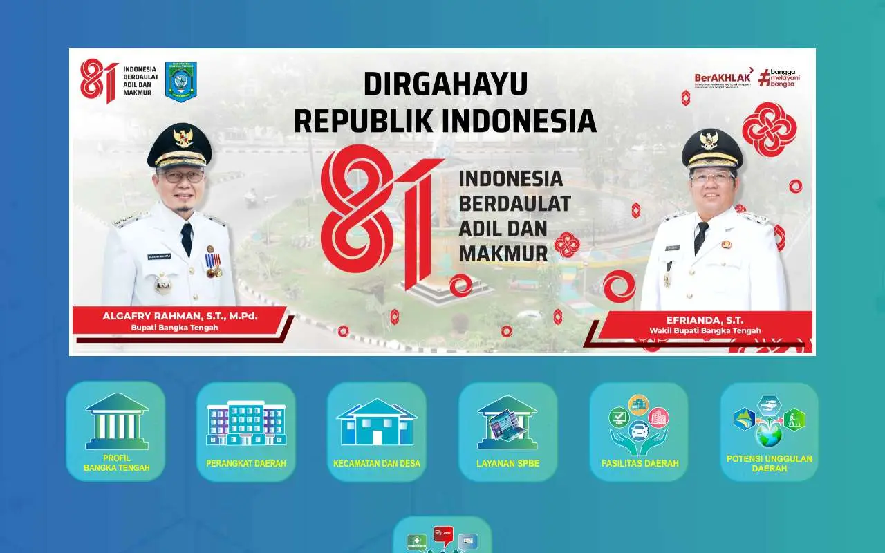 Tampilan website resmi Pemkab Bangka Tengah (bangkatengahkab.go.id)
