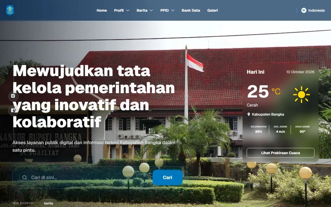 Tampilan website resmi Pemkab Bangka (bangka.go.id)