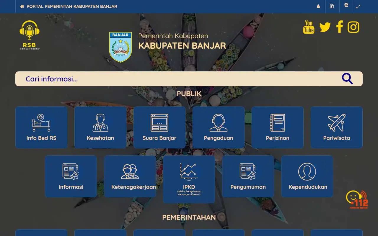 Tampilan website resmi Pemkab Banjar (banjarkab.go.id)