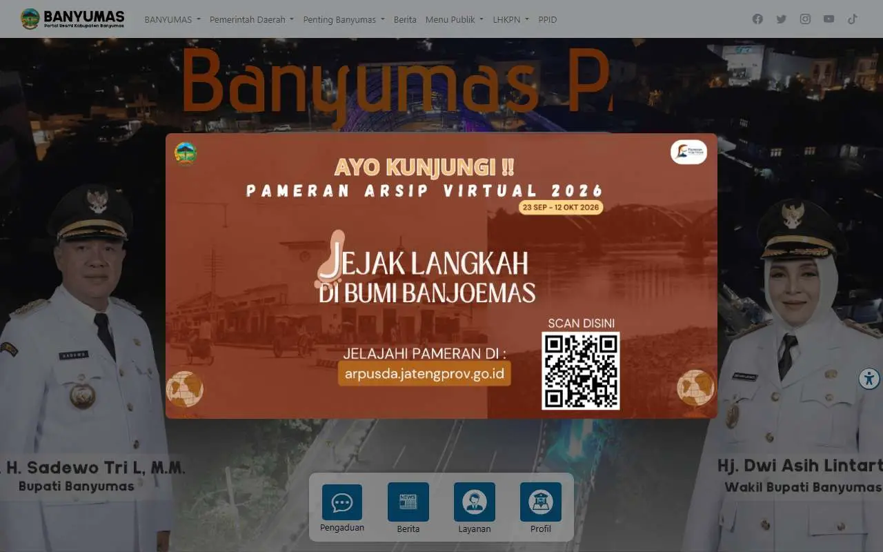 Tampilan website resmi Pemkab Banyumas (banyumaskab.go.id)