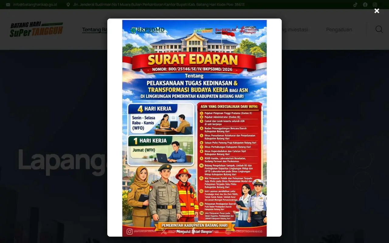 Tampilan website resmi Pemkab Batang Hari (batangharikab.go.id)