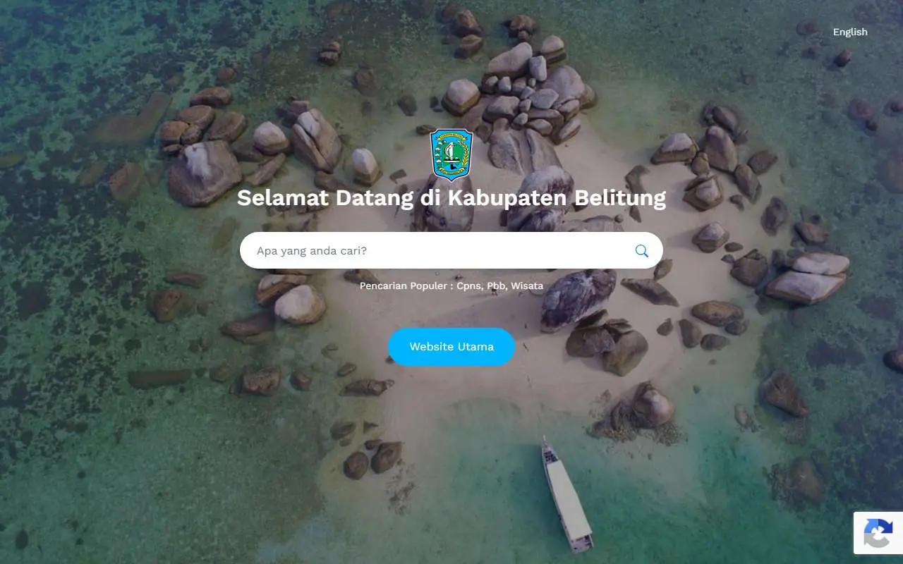 Tampilan website resmi Pemkab Belitung (belitung.go.id)