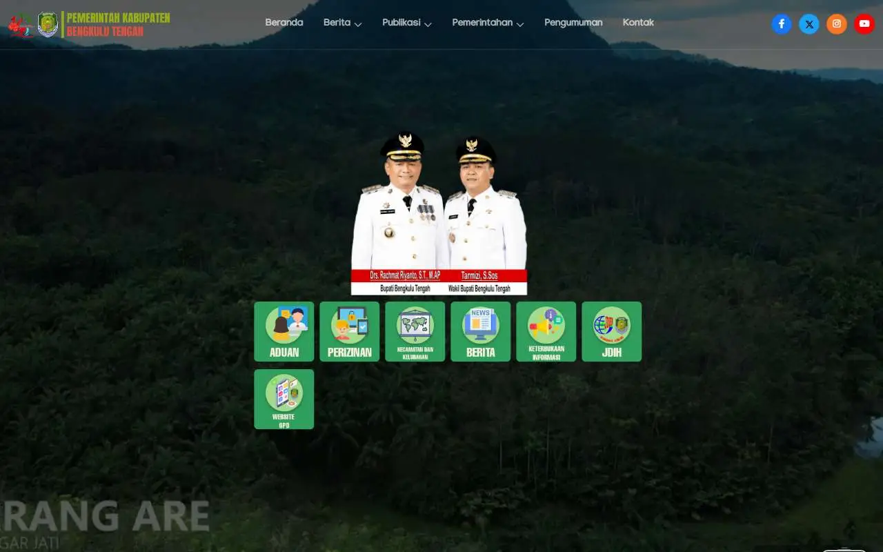 Tampilan website resmi Pemkab Bengkulu Tengah (bengkulutengahkab.go.id)