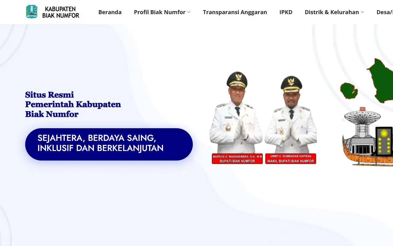 Tampilan website resmi Pemkab Biak Numfor (biakkab.go.id)