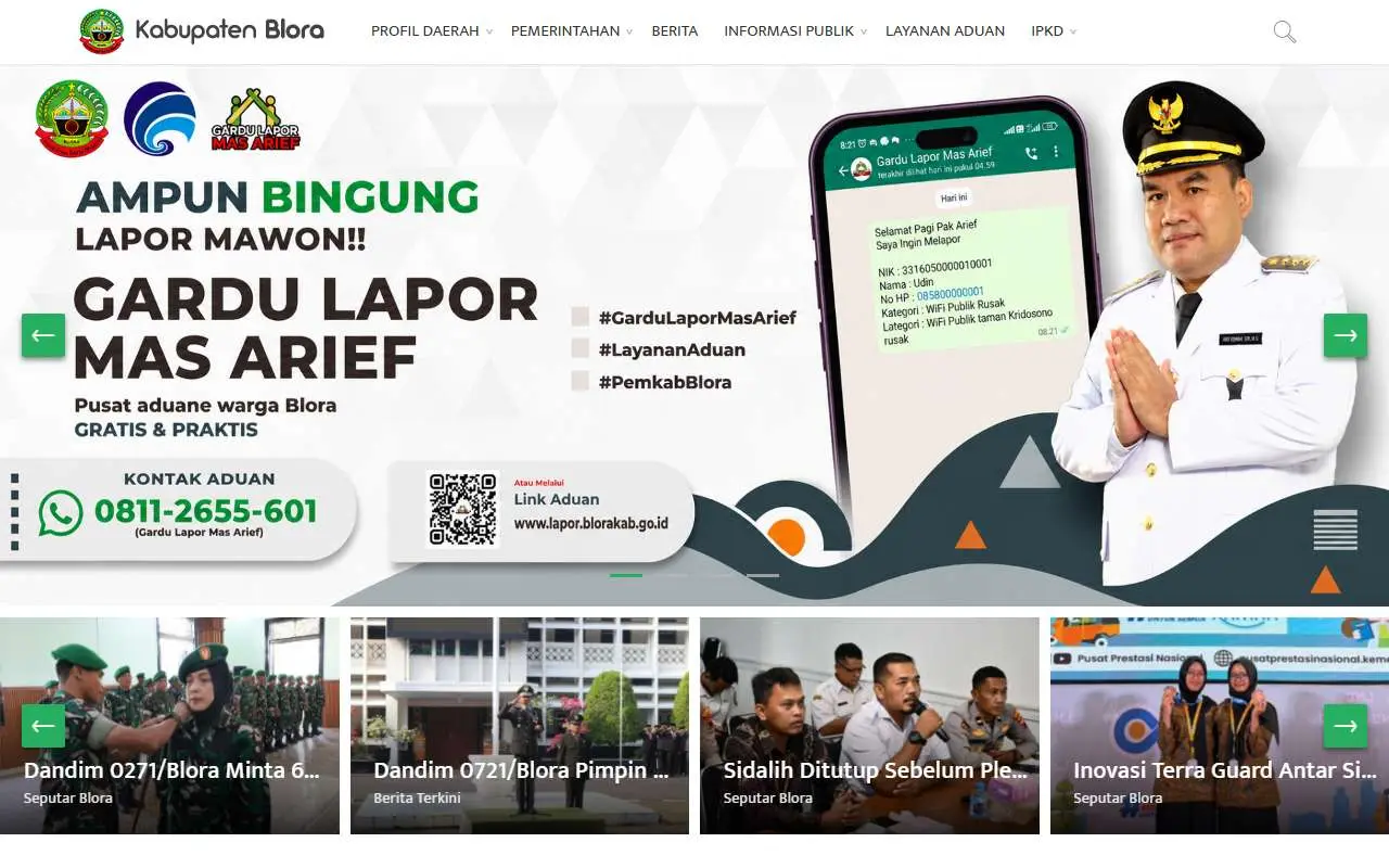 Tampilan website resmi Pemkab Blora (blorakab.go.id)