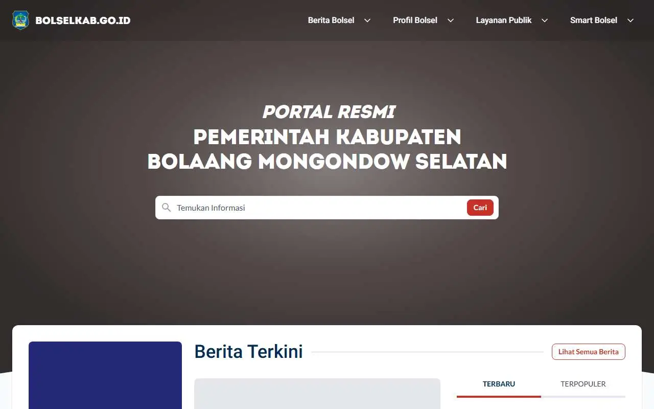 Tampilan website resmi Pemkab Bolaang Mongondow Selatan (bolselkab.go.id)