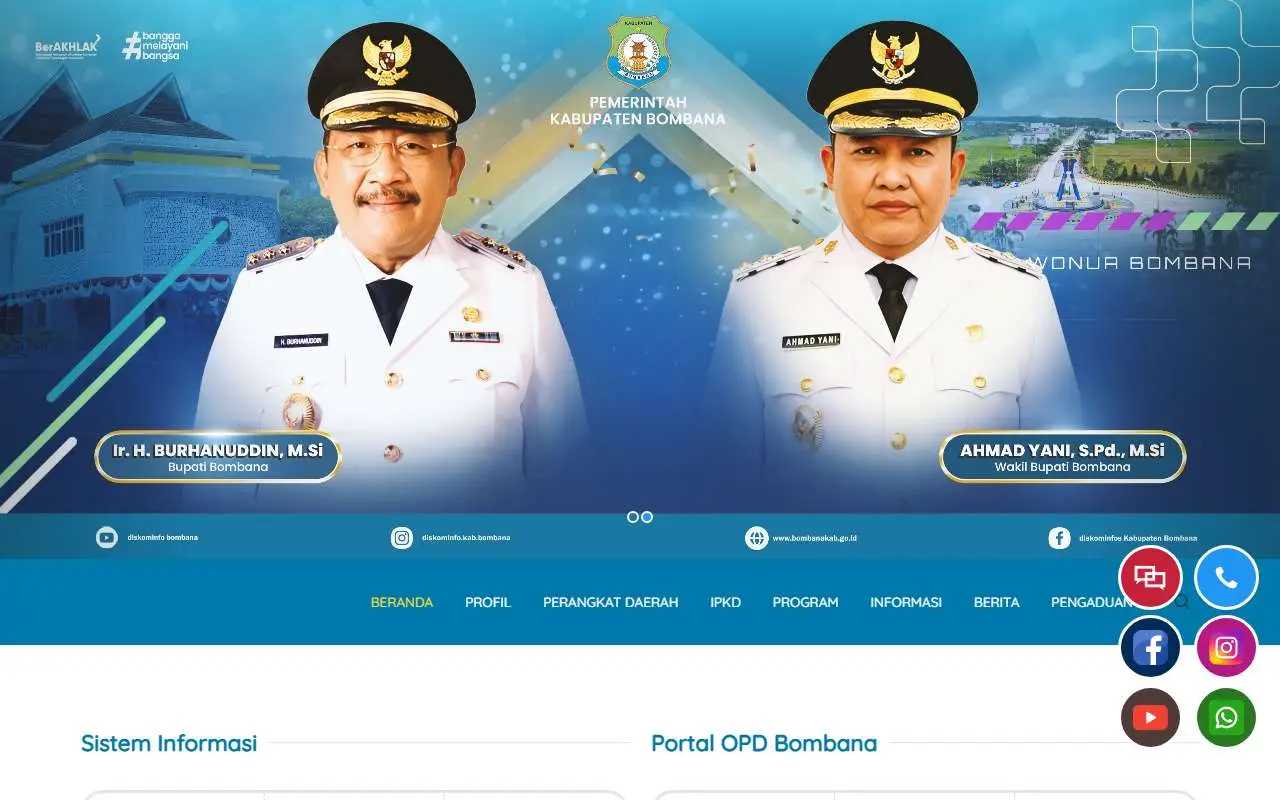 Tampilan website resmi Pemkab Bombana (bombanakab.go.id)