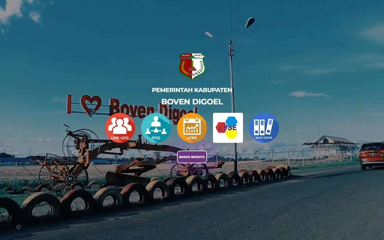 Tampilan website resmi Pemkab Boven Digoel (bovendigoelkab.go.id)