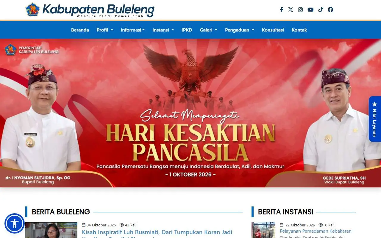 Tampilan website resmi Pemkab Buleleng (bulelengkab.go.id)