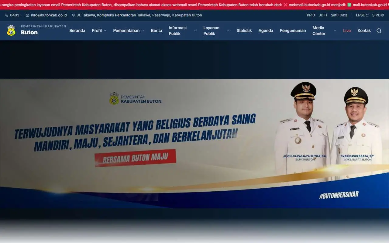 Tampilan website resmi Pemkab Buton (butonkab.go.id)