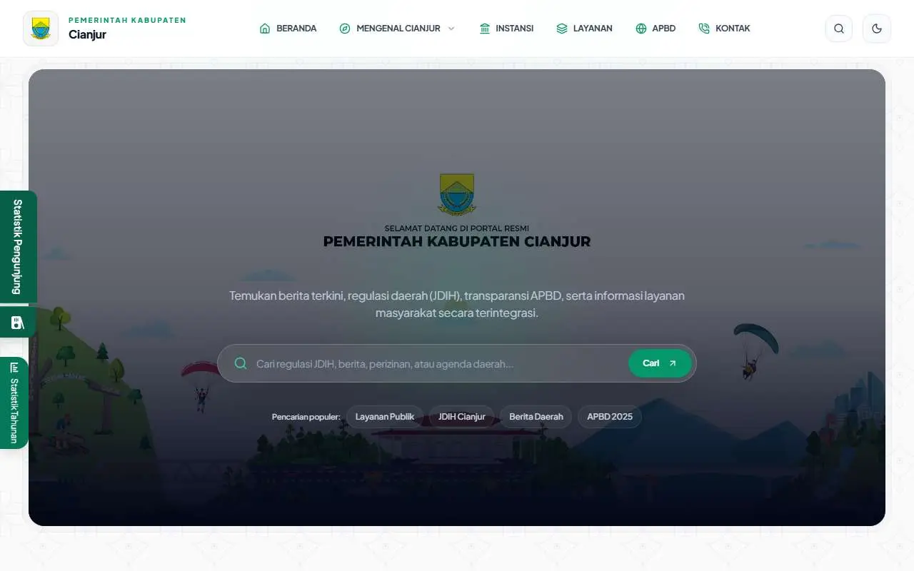 Tampilan website resmi Pemkab Cianjur (cianjurkab.go.id)