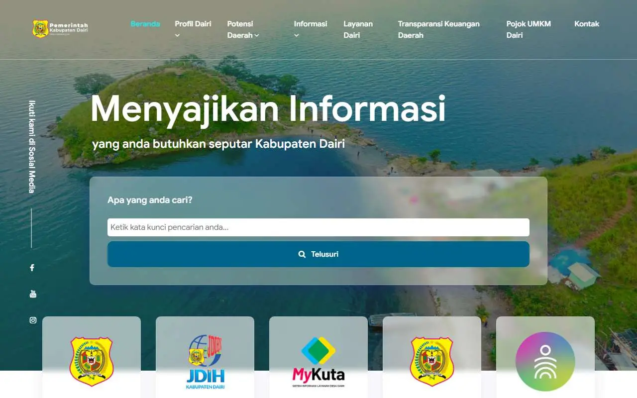 Tampilan website resmi Pemkab Dairi (dairikab.go.id)