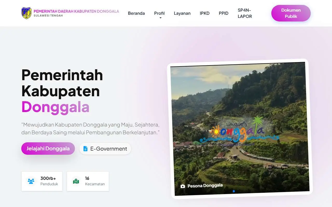 Tampilan website resmi Pemkab Donggala (donggala.go.id)