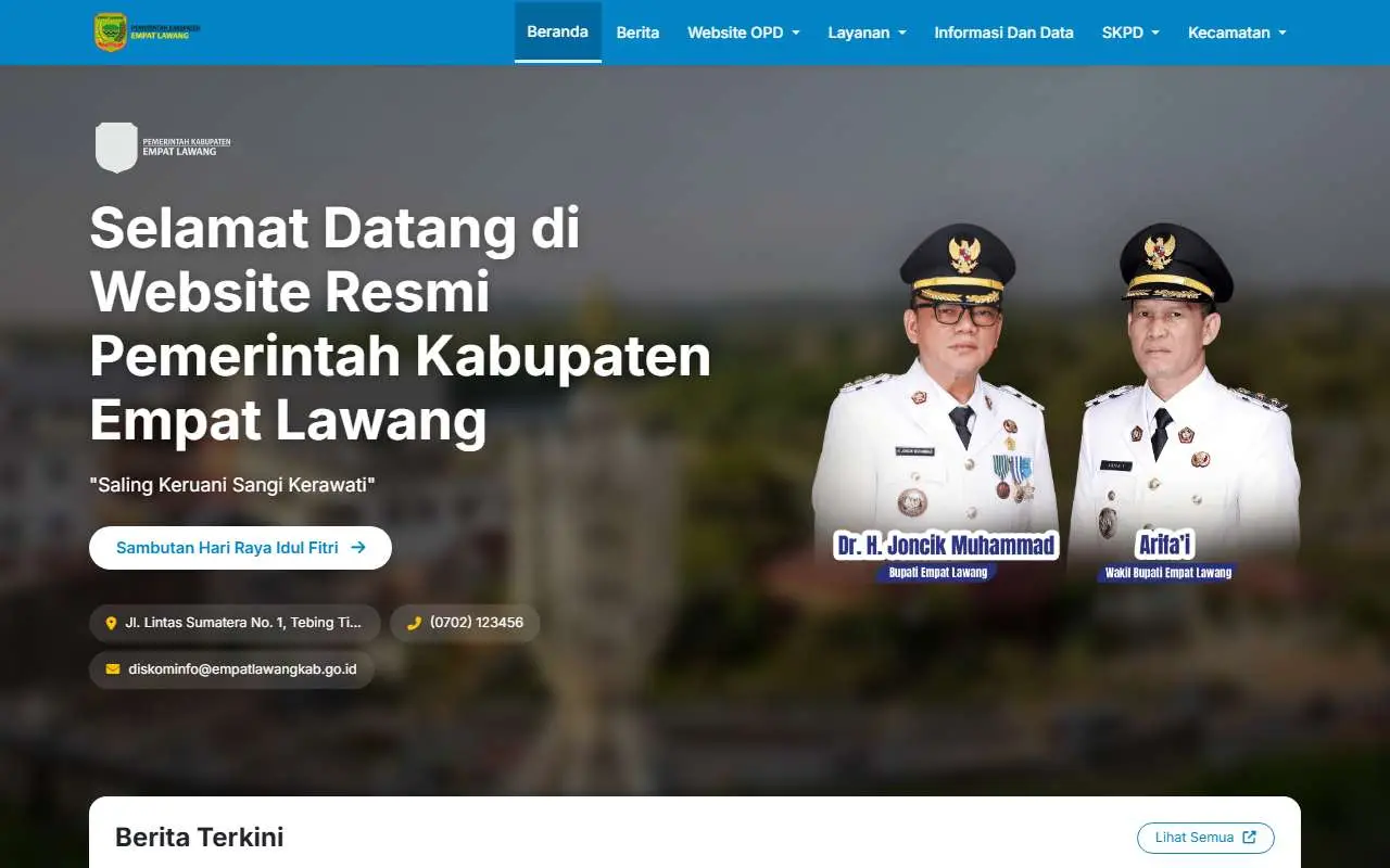 Tampilan website resmi Pemkab Empat Lawang (empatlawangkab.go.id)