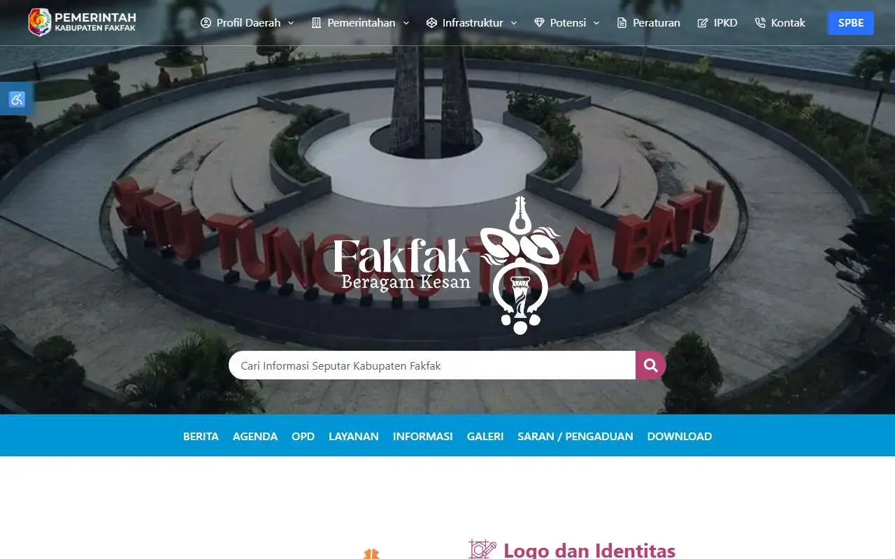 Tampilan website resmi Pemkab Fakfak (fakfakkab.go.id)
